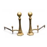 Pair of Brass and Iron Fireplace Andirons