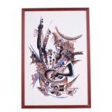 Abstract Expressionist African Woodcut on Linen