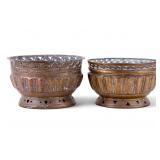 Pair of Brass Pierced & Fluted Jardinieres