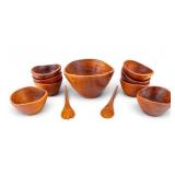 Thai Teakwood Salad Set w/ 8 Stacking Bowls, More