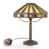 Bradley & Hubbard Art Deco Slag Glass Lamp
