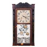 American Federal Clock w/ Reverse Painted Glass