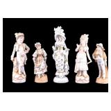 5 Bisque Figurines in Victorian Dress