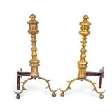 Antique Connecticut River Valley Brass Andirons