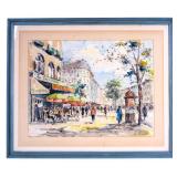 Mixed Media Impressionist Street Scene, Signed