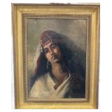 Signed Tree of Pearls Oil on Canvas Portrait