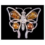 Vintage Amber Butterfly Brooch