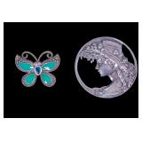 Vintage Sterling Figural Brooch Pair