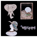 Zelandia & Sterling MOP Brooches