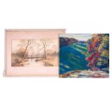 2 Signed Watercolor on Paper Paintings