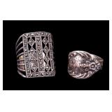 Vintage Sterling Marcasite Ring Pair