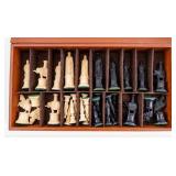 Vintage Midcentury Chess Set in Felt-Lined Case