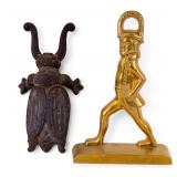 Cast Iron Beetle Boot Jack & Brass Doorstop