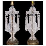 Vintage Crystal Table Lamps w/ Hanging Prisms