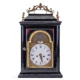 18th C Baroque Ebonized Wood Clock "Stockuhr"