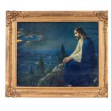 Antique Jesus Christ Color Lithograph