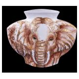 Elephant Trio Ceramic Vase w/ Gold Foil Accents