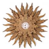 Antique French Giltwood Art Deco Sunburst Clock