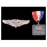 Sterling Medal and US Military Insignia