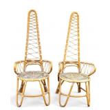 Italian Highback Rattan & Bamboo Accent Chairs