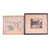 19th C Maryland Map and 20th C Baltimore Etching