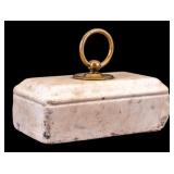 Marble Doorstop w/ Brass Ring Handle