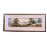 Panoramic Watercolor Painting, Signed