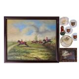 Foxhunt Miniature Oil on Board, Canvas & More