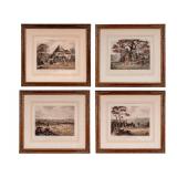 19th C Hunting Themed Color Lithographs (4)