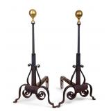 Pair of Brass Fireplace Andirons