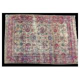 Hand-Knotted Persian Kirman Floral Rug