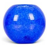 French Cobalt Crackle Glass Globe Signed Degue