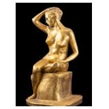 Vintage Gold Painted Nude Statuette