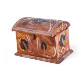 Vintage Folk Art Wooden Domed Top Mini Trinket Box
