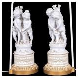 Pair of Figural Porcelain Bisque Table Lamps
