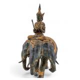 Hindu Gilt Bronze Indra Airavata 3-Headed Elephant