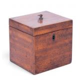 Antique English Inlaid Mahogany Tea Caddy