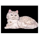 Vintage Painted Cast Iron Reclining Cat Doorstop