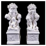Chinese Blanc de Chine Porcelain Foo Dogs Pair