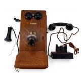 Early Golden Oak WE Wall Mounted Phone