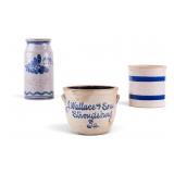 J. Wallace & Son Stoneware Crock + 2 Others