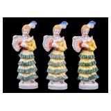 3 Porcelain Ladies with Fans, Occupied Japan