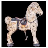 Large Metal Horse Toy on Wheels