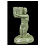 Green Ceramic Figural Candle Holder