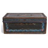 Hand-Painted Wooden Chest Floral Motif w/ Tray