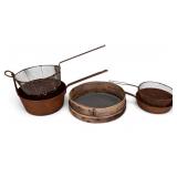 Vintage Metal & Wood Kitchen Frying Cookware