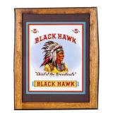 Black Hawk Cigar Framed & Matted Metal Trade Sign