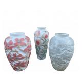 3 Phoenix Glass Vases, Tallest 12.5 Inches
