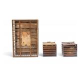 Vintage Wooden Bird Cage and Egg Crates Set