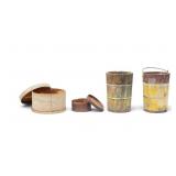 2 Wooden Buckets and 2 Band Boxes